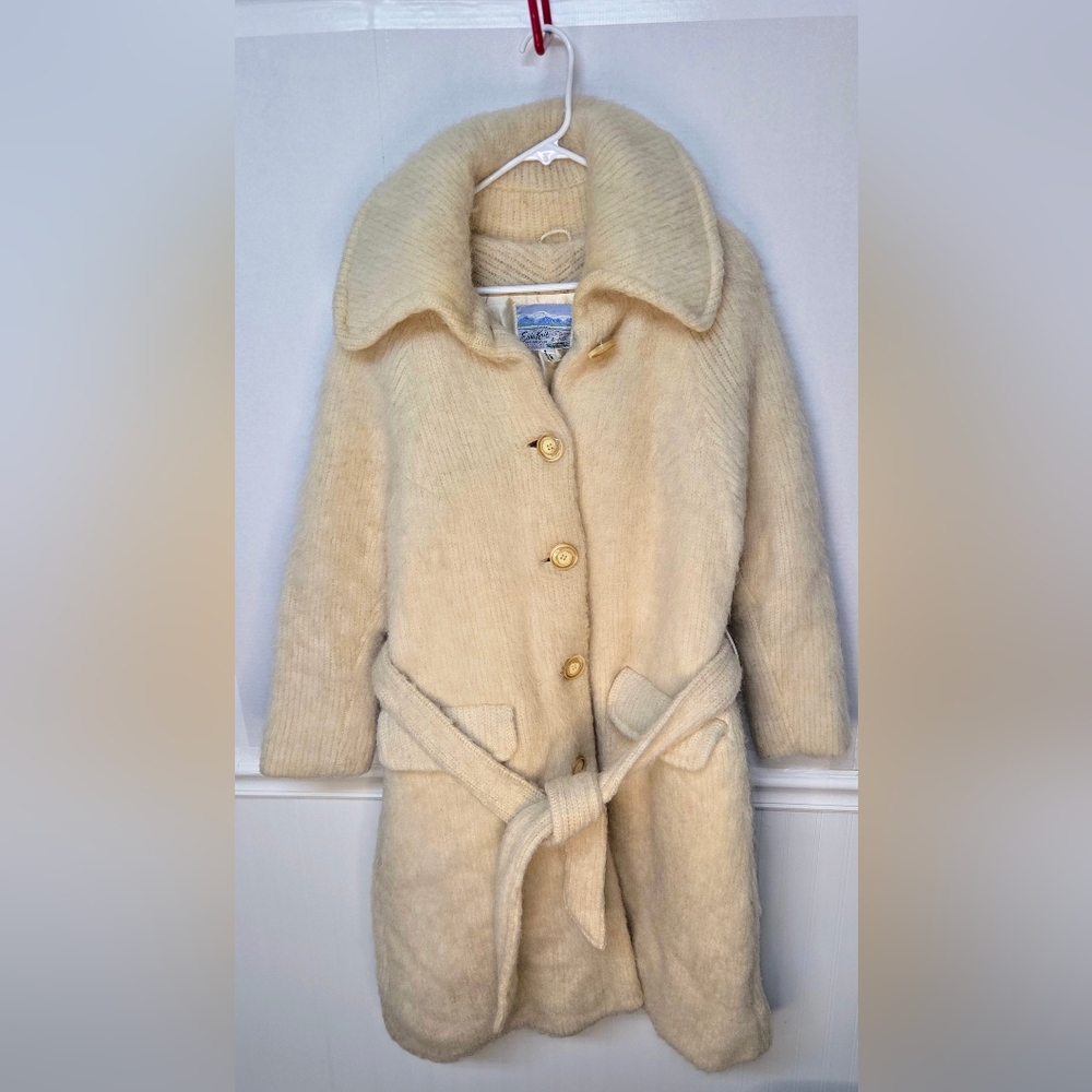 Eider Knit Iceland - Scotland Wool Long 5 Button Womens Jacket Size Large 0162